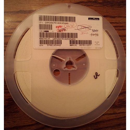 Lot of 3675 (?): Murata GRM39X7R102K050AD 50V 1000pF Capacitors