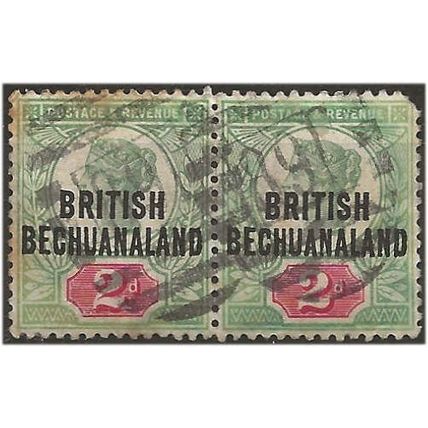 Bechuanaland 1891 SG24 2d Grey-Green & Carmine Good Used PAIR (PCP) . .. .