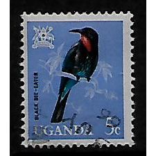 UGANDA 1965 BIRDS 5c BLACK BEE EATER SG 113 FINE USED#