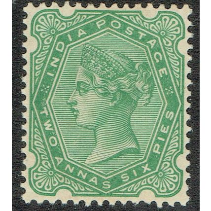 India 1892 2a6p Pale Blue Green SG104 MM