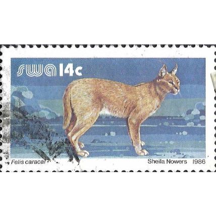 SOUTH WEST AFRICA, CAT, Caracal, Felis caracal, blue 1986, R1, #2