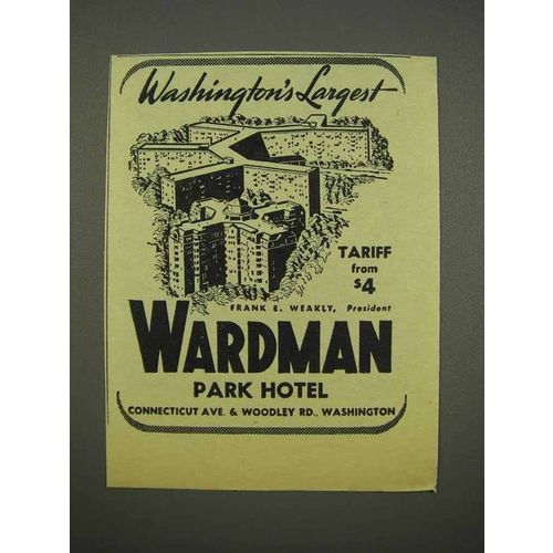 1946 Wardman Park Hotel Ad - Washington's Largest
