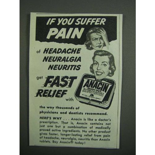1954 Anacin Medicine Ad - If You Suffer Pain