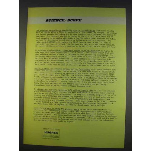 1982 Hughes Aircraft Ad - Air-to-Air Missile
