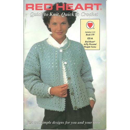 Red Heart Booklet #379 Quick to Knit Quick to Crochet 6 Women & Men’s Patterns