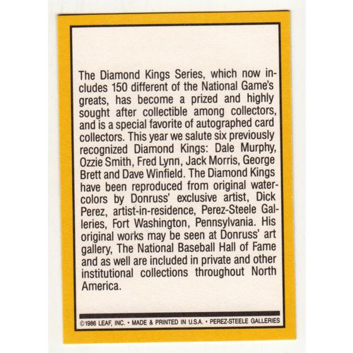 1987 Donruss Baseball Checklist unmarked card #27