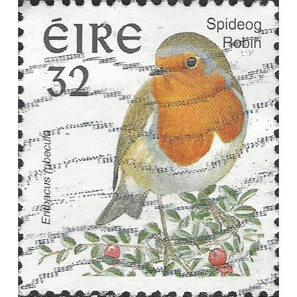 EIRE, BIRDS, Robin, white 1997, 32, #4