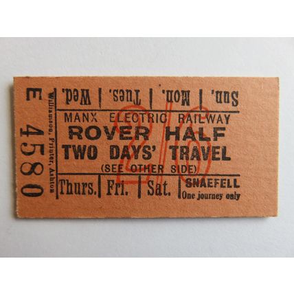 Isle of Man Manx Electric Railway Rover Half Ticket #477