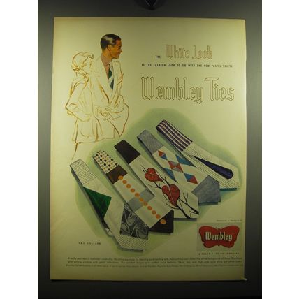 1949 Wembley Ties Ad - The white look is the fashion look to go
