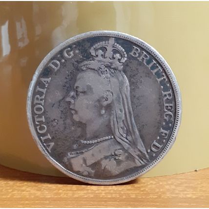 1889 Queen Victoria UK United Kingdom 92.5% Sterling Silver Crown Coin
