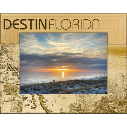 Destin Florida Laser Engraved Wood Picture Frame Landscape (4 x 6)