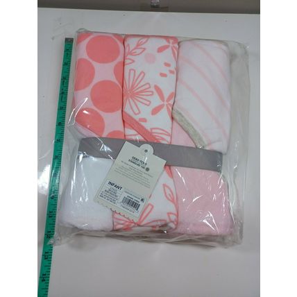 Cloud island 3 pack of baby hooded bath towels pink and white new