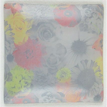 NEW Lovely Floral 4-3/4" Square Glass Trinket Jewelry Dish Tray