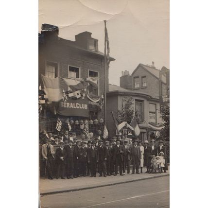 Protest Match Gathering at Liberal Politics Club Antique Real Photo Postcard