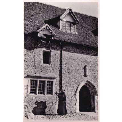 Aylseford Priry Kent Monk Ringing Bell Antique RPC Postcard