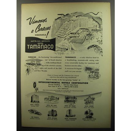 1953 Intercontinental Hotels Advertisement - Caracas and Tamanaco