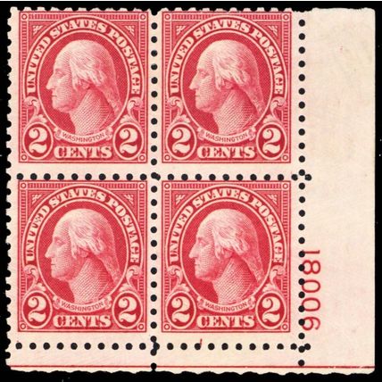 583, MNH 2¢ Perforation 10 Plate Block Of Four Stamps Cat $110.00 - Stuart Katz