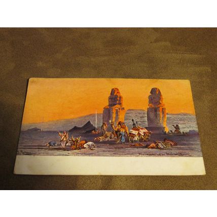 Early Aegypten series Postcard - Statues & Camels, Egypt
