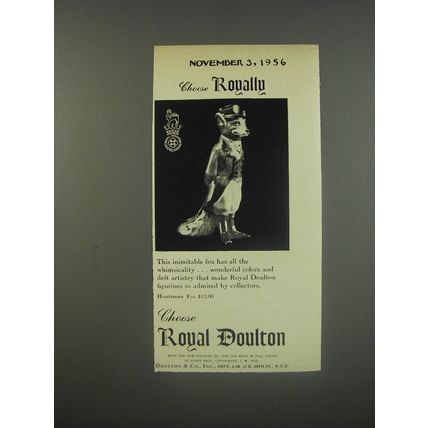 1956 Royal Doulton Huntsman Fox Porcelain Ad - Choose Royally