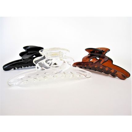 Long clear amber brown or black hair claw clip for long hair