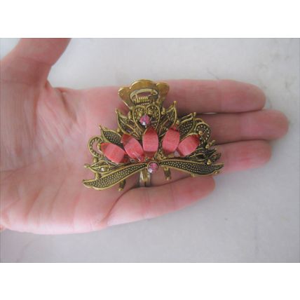 Medium jeweled antique bronze hair claw clip
