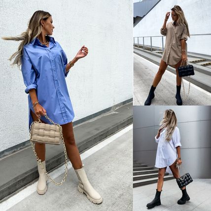 Simple Loose Long Sleeve V Neck Button Up Shirt Women's