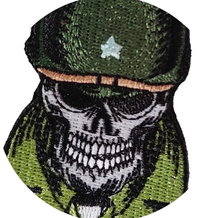 Marine Skull Iron On Patch Army Embroidered Sew Biker Soldier 4.7 x 8.2 cm P438