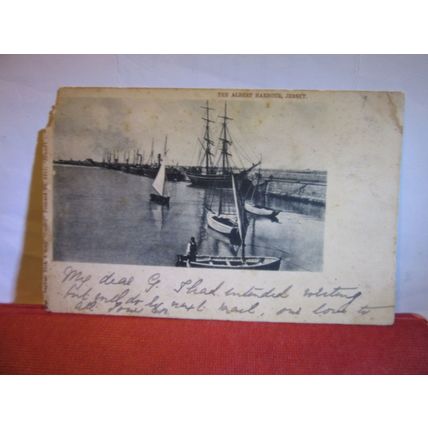 THE ALBERT HARBOUR, JERSEY used antique postcard by Raphael Tuck 1903 pm #