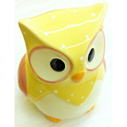 Beautiful Cute Shabby & Chic Yellow Owl Money Box - Makes Money Saving Fun