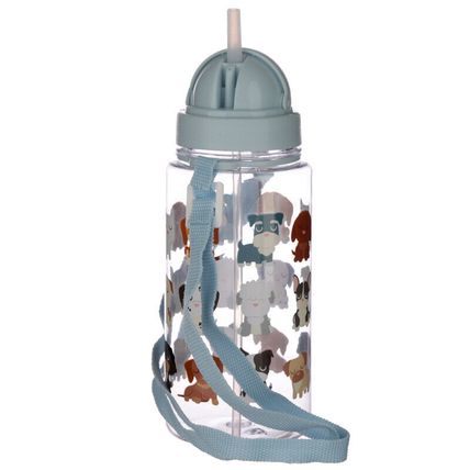 Dog Squad Children's Plastic Water Drinking Bottle with Straw and Strap