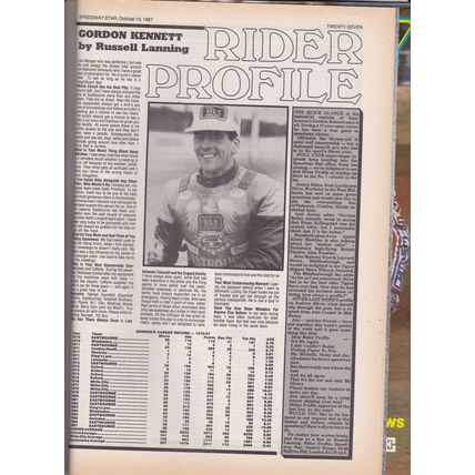 Speedway Star magazine : October 10, 1987. Newcastle team photo. Aces demolition