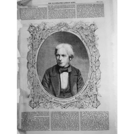 Michael Faraday - Illustrated London News, January 12, 1861. Orig Story & Print