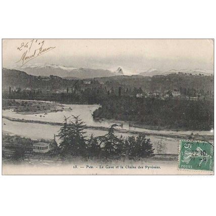 64 - Pau - le Gave et la chaine des Pyrénées