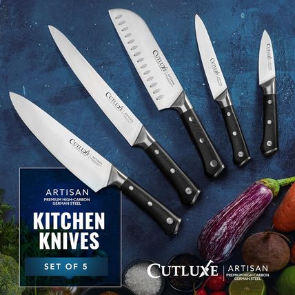 Cutluxe Kitchen Knives, 5 Pcs Chef'S Knife Set – Razor Sharp German Steel, Full
