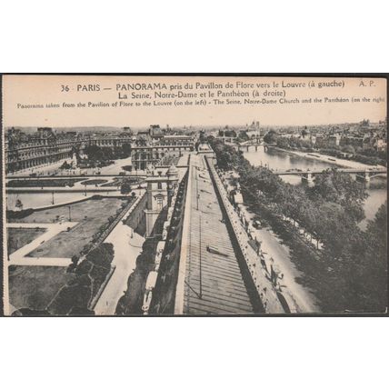 Panorama pris du Pavillon de Flore, Paris, c.1910 - Papeghin CPA AP36