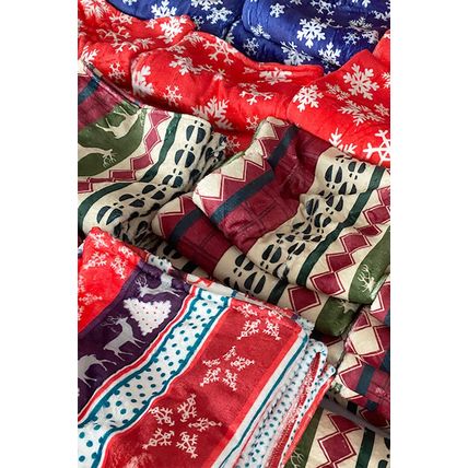 Dark Green Christmas Elk Print Reversible Sherpa Fleece Blanket 130*150cm
