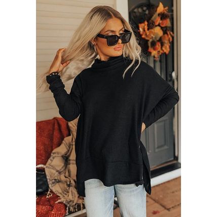 Black Cowl Neck Shift Tunic Top