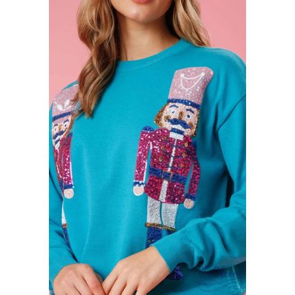 Blue Nutcracker Christmas Crew Neck Sweatshirt