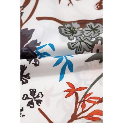 White Floral Print Balloon Sleeves Button Up Loose Casual Shirt