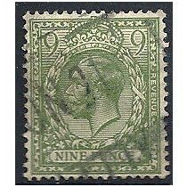 1924 SG427 9d Olive-Green Wmk Block Cypher Good+ Used . ..
