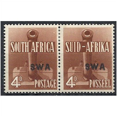 South West Africa 1941 SG118 4d Orange Brown Mounted Mint PAIR .. .