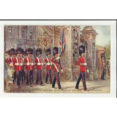 A8 LONDON Scots Guards Buckingham palace Valentine "Art Colour" Postcard