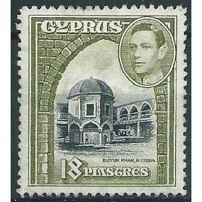 Cyprus 1938 SG160 18pi Black & Olive-Green Mounted Mint .. ..