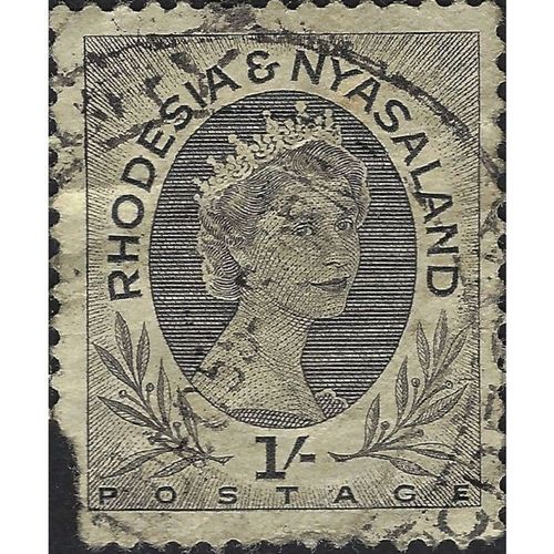 RHODESIA & NYASALAND, Queen Elizabeth II, grey 1954, 1/-, #3