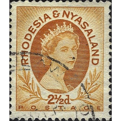 RHODESIA & NYASALAND, Queen Elizabeth II, light brown 1954, 2½d, #3