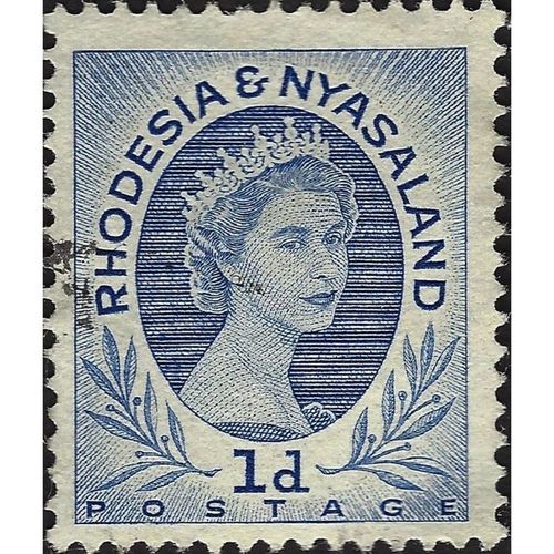 RHODESIA & NYASALAND, Queen Elizabeth II, blue 1954, 1d, #3