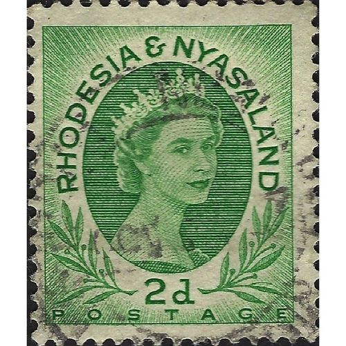 RHODESIA & NYASALAND, Queen Elizabeth II, green 1954, 2d, #3