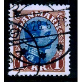 DENMARK 1913 SG 167 1 K BLUE AND BROWN FINE USED #