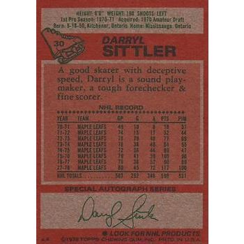 1978 Topps Darryl Sittler All Star #30