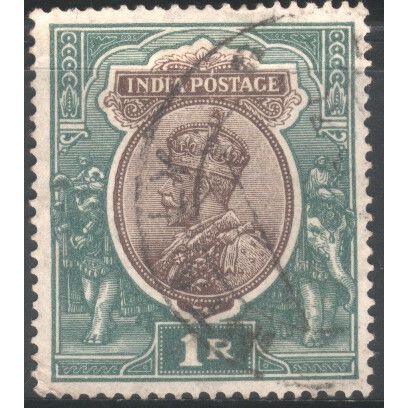 India 1926 - KGV 1r violet/ultramarine - used 3
